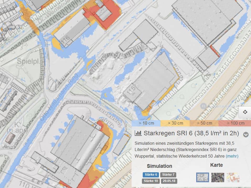 Wuppertal veröffentlicht Starkregengefahrenkarte Wuppertal veröffentlicht Starkregengefahrenkarte