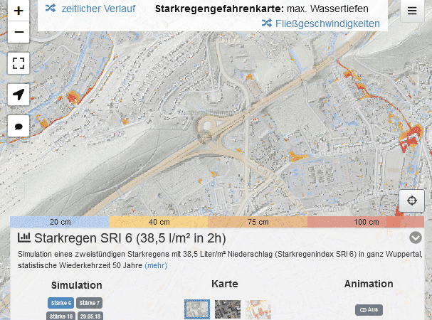 Neue Version der Starkregengefahrenkarte Wuppertal